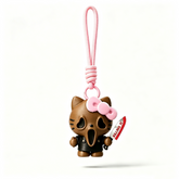 Screaming Kitty Halloween Figurine Keychain, Cute Spooky Ghost Face Cat Pendant Ornament, Gothic‑Style Desktop Decoration, 2‑Color Collectible Gift for Halloween Party