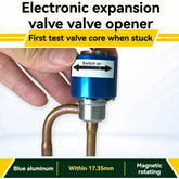 Electronic Expansion Valve Opener Magnetic Rotation Test Tool, 17.35mm Max Diameter Blue Aluminum EVT Valve Core Tester, Pre-Welding Inspection Tool for Air Conditioner Refrigeration Repair
