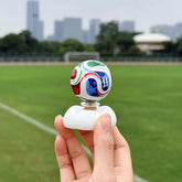 Mini World Cup Soccer Ball Car Dashboard Ornament, Shakeable Spring Football Decor for Car, Motorcycle, Office Desk, Sport Fan Gift