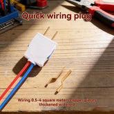 Screwless Quick Wiring Plug, Reusable 2-Pin Electrical Power Plug with Thickened Pure Copper Terminals, Fit 0.5–4mm² Solid & Stranded Wires for Household Electrical DIY Installation