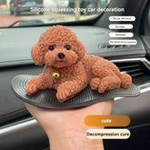 Cute Teddy Dog Silicone Squeeze Toy Car Dashboard Decor Ornament