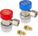 2PCS R134a Quick Coupler Adapter, Adjustable R134a Adapters and AC Hose Fittings, HP and LP Connectors for R134a Car AC System Evacuation Recharging and More, 1/4" Flares