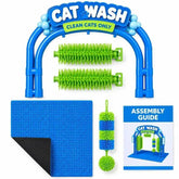 Cat Car Wash Grooming Station, Full Body Self Grooming Arch with Massage Brushes, Cat Scratcher & Loose Fur Remover, Interactive Indoor Cat Toy