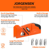 JORGENSEN Chamfer Plane, Edge Corner Plane, 4 Cutter Heads Built-In Storage