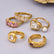 18K Gold Plated Stackable Ring Set | Tarnish Free Heart Crystal Pearl Rings