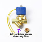 Three-Way Brass Solenoid Valve with Self-Clean Filter & Manual Drain