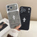 Gothic Cross Leather Phone Case – Premium 3D Metal Cross Cover for iPhone