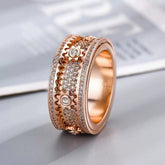 14K Gold over S925 Sterling Silver Gear Rotating Rings with Sparkling Moissanite, Men's Luxury Ring, Gift for Special Occasions
