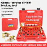 26PCS Alloy Automotive AC Leak Detector Tester Tool Kit with Connectors for Vehicle Air Conditioner Compressor and Condenser Repair in Portable Storage Case