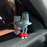 Grumpy Fish On Toilet Cartoon Ornament | Viral Meme Car Dashboard Decor