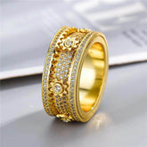 14K Gold over S925 Sterling Silver Gear Rotating Rings with Sparkling Moissanite, Men's Luxury Ring, Gift for Special Occasions