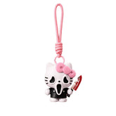 Screaming Kitty Halloween Figurine Keychain, Cute Spooky Ghost Face Cat Pendant Ornament, Gothic‑Style Desktop Decoration, 2‑Color Collectible Gift for Halloween Party