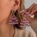 Glitter Christmas Tree Dangle Earrings Dainty Rhinestone Enamel Christmas Drop Earrings Holiday Party Jewelry for Women