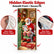 Christmas Door Cover - Santa & Reindeer Stretch Fabric Door Banner with 4-Side Elastic Edges, DIY Door Handle Cutout, Slip-On Front Door Holiday Decor