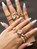 18K Gold Plated Stackable Ring Set | Tarnish Free Heart Crystal Pearl Rings