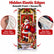 Christmas Door Cover - Santa & Reindeer Stretch Fabric Door Banner with 4-Side Elastic Edges, DIY Door Handle Cutout, Slip-On Front Door Holiday Decor