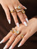 18K Gold Plated Stackable Ring Set | Tarnish Free Heart Crystal Pearl Rings