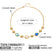 18K Gold Plated Colorful Glass Stone Station Necklace | Bezel Set Layered Beaded Chain  >