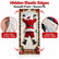 Christmas Door Cover - Santa & Reindeer Stretch Fabric Door Banner with 4-Side Elastic Edges, DIY Door Handle Cutout, Slip-On Front Door Holiday Decor