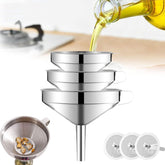Stainless Steel Filter Funnel, 304 Stainless Steel Kitchen Funnel with Detachable Filter Mesh & Handle, for Transferring Liquid, Oil, Juice & Jam - Dishwasher Safe