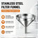 Stainless Steel Filter Funnel, 304 Stainless Steel Kitchen Funnel with Detachable Filter Mesh & Handle, for Transferring Liquid, Oil, Juice & Jam - Dishwasher Safe