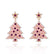 Glitter Christmas Tree Dangle Earrings Dainty Rhinestone Enamel Christmas Drop Earrings Holiday Party Jewelry for Women