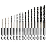 Hex Shank Twist Drill Bit Set Wood Metal Hole Cutter Core Drilling Tool Cobalt Drill Bits 2/3/4/5/6/7/8/9/10/12mm (Color : /, Size : 15pcs Set)