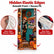 Christmas Door Cover - Santa & Reindeer Stretch Fabric Door Banner with 4-Side Elastic Edges, DIY Door Handle Cutout, Slip-On Front Door Holiday Decor