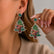 Glitter Christmas Tree Dangle Earrings Dainty Rhinestone Enamel Christmas Drop Earrings Holiday Party Jewelry for Women