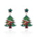 Glitter Christmas Tree Dangle Earrings Dainty Rhinestone Enamel Christmas Drop Earrings Holiday Party Jewelry for Women
