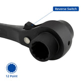 19mm×22mm OR 3/4"×7/8" 12 Point Double Ended Socket Ratcheting Podger Scaffold Spud Wrench,Black