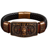 King of Kings Faith Bracelet - Adjustable Christian Wristband Gift, Christ Is My Strength Religious Inspirational Wristband, Christian Gift for Men Husband Dad