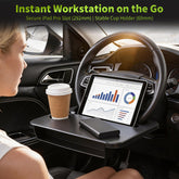 2-in-1 Steering Wheel Tray & Seat Gap Organizer | Portable Steering Wheel Desk with Cup Holder & Pad Slot, Car Food Desk for Laptop, Working, Eating, Multipurpose Accessories
