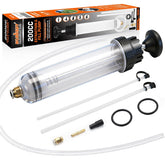 200cc Fluid Extractor Syringe Oil Pump, Fluid Evacuator with 23" Flexible Hose, 12" Fine & Coarse Hoses, for Automotive, Motorcycle, Marine & Equipment Maintenance (9PCS)