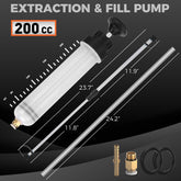 200cc Fluid Extractor Syringe Oil Pump, Fluid Evacuator with 23" Flexible Hose, 12" Fine & Coarse Hoses, for Automotive, Motorcycle, Marine & Equipment Maintenance (9PCS)