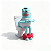 Grumpy Fish On Toilet Cartoon Ornament | Viral Meme Car Dashboard Decor