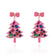 Glitter Christmas Tree Dangle Earrings Dainty Rhinestone Enamel Christmas Drop Earrings Holiday Party Jewelry for Women