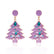 Glitter Christmas Tree Dangle Earrings Dainty Rhinestone Enamel Christmas Drop Earrings Holiday Party Jewelry for Women