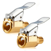 Tire Air Chuck with Clip Adapter, Brass Locking Auto Inflator Hose Nozzle, Universal Fit for All Vehicles