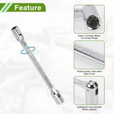 3-Piece Flex Head Socket Wrench Set 8-14mm, Double Swivel 12-Point Box End, 180° Rotating CR-V Steel, Low Profile Tools for Tight Spaces, Auto Repair & Grease Fitting Access