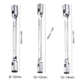 3-Piece Flex Head Socket Wrench Set 8-14mm, Double Swivel 12-Point Box End, 180° Rotating CR-V Steel, Low Profile Tools for Tight Spaces, Auto Repair & Grease Fitting Access
