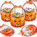 Halloween Treat Bags with Handles, Pumpkin Plastic