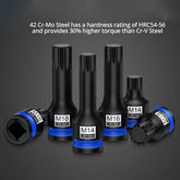 1/2" Drive Triple Square Spline Impact Bit Sockets Long and Short Combinations Set, 6 Pcs XZN Socket 42 Cr-Mo M14 M16 M18 With Storage Case