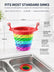 Rainbow Collapsible Kitchen Sink Strainer Basket Cute Removable Monster Multi Layer Expandable Food Drainage Basket Catcher Plastic Filter Stopper Water Drainer