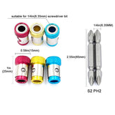 6 Pieces Magnetic Screw Ring With 2 Pieces Ph2 Screwdriver Bit Set,Magnetizer Screw Removable For 1/4 Inch/6.35mm Hex Screwdriver and Power Bits (MIX)