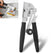 Manual Crank Can Opener - Heavy-Duty Sturdy Stainless Steel Kitchen Utensil with Rubber-Coated Long Handles, Built-In Cutting & Bottle Opener Functions