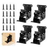 4 Pack Folding Brackets 0°-90°-180° Self-Lock Hinge with Screws | Heavy-Duty Folding Table Legs Quick-Install Extension Foldable, for Table/Bed/Desk Legs