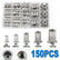 Rivet Nut Tool Kit, 150pcs SAE/Metric Rivet Nut Assortment Kit , w Galvanized Carbon Steel Flat Head Threaded Insert Nuts ( 150pcs) ,Threaded Insert Nut Set, M3/M4/M5/M6/M8 Threaded Nut Set, Stainless Steel Rivet Nut Assortment Kit