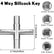 4 Way Sillcock Key Wrench, 1/4", 9/32", 5/16", 11/32" Water Utility Key for Faucet, Spigots and Most Valves