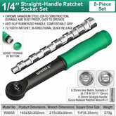 Chrome-Vanadium Steel Ratchet and Socket Set (8-Piece Socket Set) — A compact ratchet and socket tool kit for home, workshop, and vehicle maintenance.
